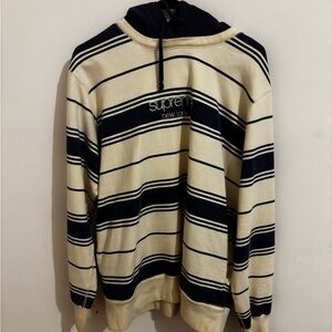 Supreme Men's Striped Sweater - Navy and Cream